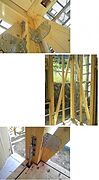 住宅には耐力壁と呼ばれる地震や風の力に耐える壁が存在します。それぞれに対して金物を用いて緊結します。またそれら壁に対し引き抜き力に抵抗する金物も取り付けております。 