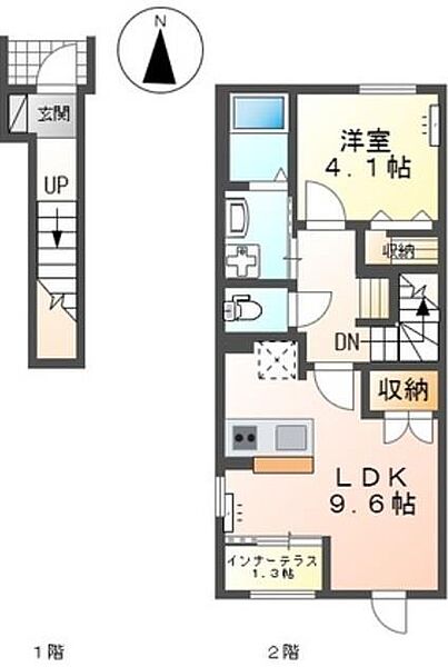 仮）スターテラスII 西大寺 206｜岡山県岡山市東区西大寺中野(賃貸アパート1LDK・1階・42.64㎡)の写真 その2