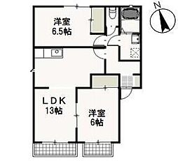 コーポ柴B 2LDKの間取図画像