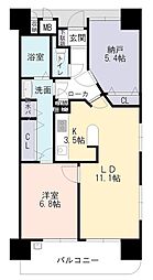 ふぁみーゆ泉佐野日根野2番館 5階2LDKの間取り