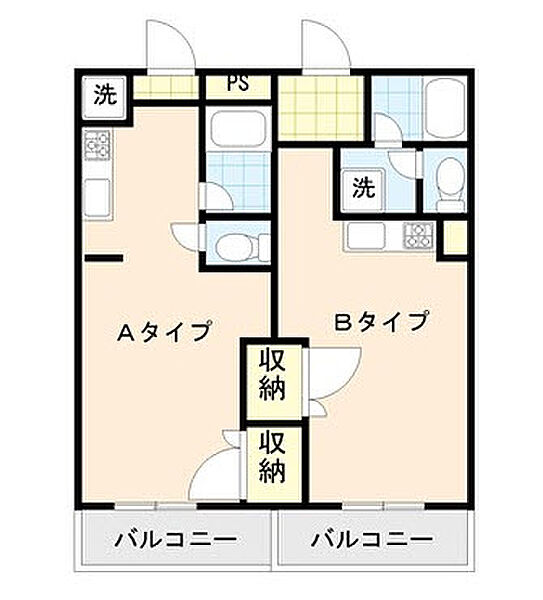 画像2:部屋によってAタイプ・Bタイプがあります。ご確認下さい。