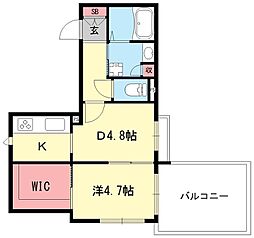 べレオ王子公園 3階1DKの間取り
