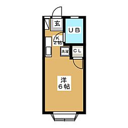 上池台グーネル ワンルームの間取図画像