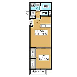 プレジオ1 1LDKの間取図画像