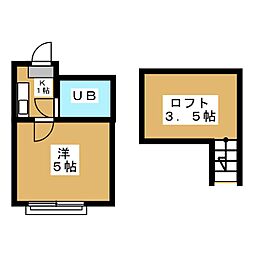 プラザドゥプリモ 1Kの間取図画像