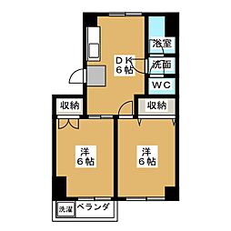 東京メトロ南北線 麻布十番駅 徒歩7分の賃貸マンション 3階2DKの間取り