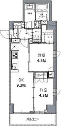 レジディア白金高輪2 2DKの間取図画像