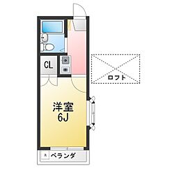 大都コーポ 1Kの間取図画像