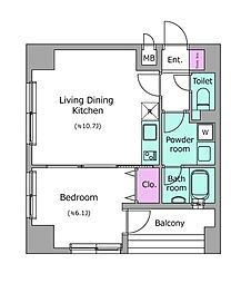 レジディア広尾南 1LDKの間取図画像
