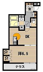 エスコートノヴェル白金高輪 1DKの間取図画像