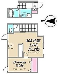 コルティーレ・ナノカ 2階1LDKの間取り