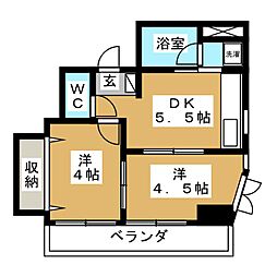 SNビル 2DKの間取図画像
