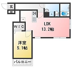 S FLAT V  新築 11月中旬以降入居可能 1LDKの間取図画像