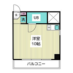 JR山手線 目黒駅 徒歩7分の賃貸マンション 3階ワンルームの間取り