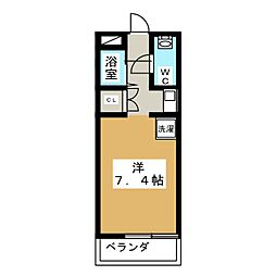 東急目黒線 西小山駅 徒歩3分の賃貸マンション 4階ワンルームの間取り