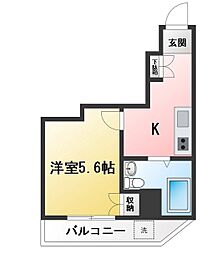 パラスト西原 1Kの間取図画像