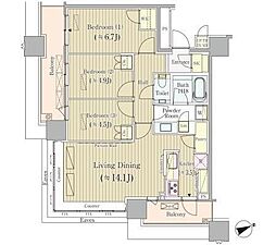 ブリリアタワーズ目黒サウスレジデンス 3LDKの間取図画像