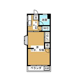 ローレルハイツ 1Kの間取図画像