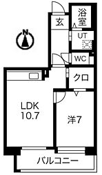 アクティ目黒駅前1号棟 1LDKの間取図画像