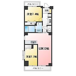 アクティ目黒駅前1号棟 2LDKの間取図画像