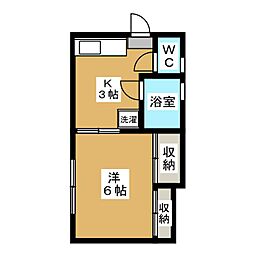 馬込マンション 1Kの間取図画像