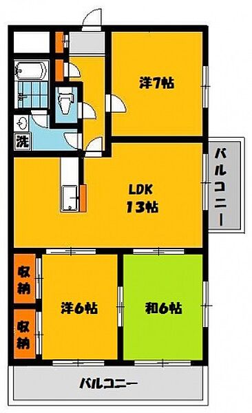 メゾンドベル1 302号室｜栃木県宇都宮市平松本町(賃貸マンション3LDK・3階・70.20㎡)の写真 その2