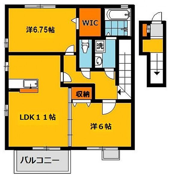 ラフィネサワＤ 202号室｜栃木県宇都宮市上横田町(賃貸アパート2LDK・2階・64.48㎡)の写真 その2