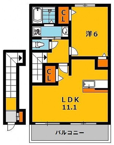 ヴィオラC 205号室｜栃木県宇都宮市西川田町(賃貸アパート1LDK・2階・46.09㎡)の写真 その2