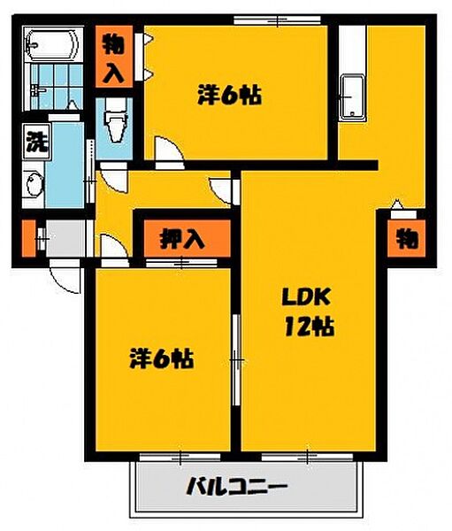 パナコート宇都宮東Ｂ 202号室｜栃木県宇都宮市東簗瀬１丁目(賃貸アパート2LDK・2階・59.32㎡)の写真 その2