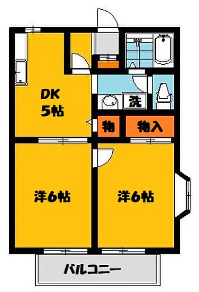 サンプレイス城南Ｉ 101号室｜栃木県宇都宮市城南３丁目(賃貸アパート2DK・1階・40.92㎡)の写真 その2