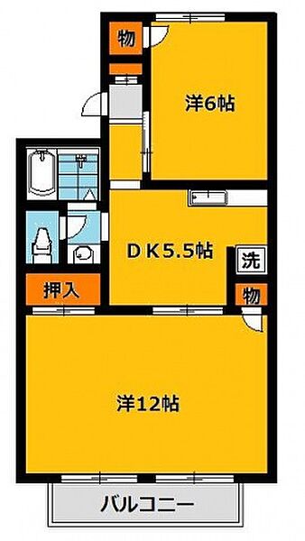 エルハイツ 202号室｜栃木県宇都宮市鶴田町(賃貸アパート2DK・2階・48.17㎡)の写真 その2