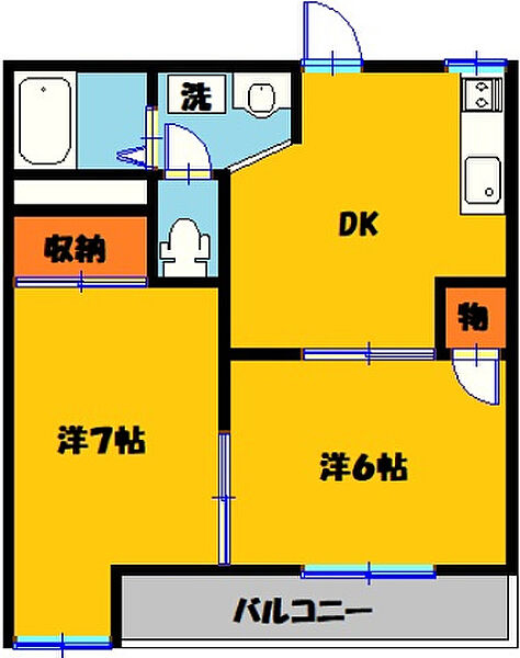 フレンドハイツ 203号室｜栃木県下都賀郡壬生町至宝３丁目(賃貸アパート2DK・2階・38.00㎡)の写真 その2