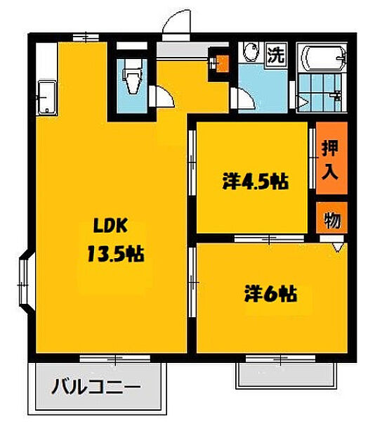 エルディム渡辺A 102号室｜栃木県宇都宮市双葉３丁目(賃貸アパート3DK・1階・52.96㎡)の写真 その2