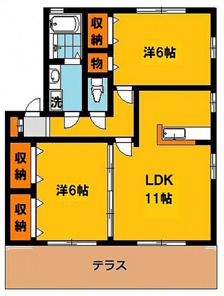 フローラルコートE 101号室｜栃木県宇都宮市西川田町(賃貸アパート2LDK・1階・55.44㎡)の写真 その2