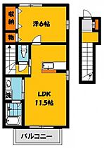 サニーフラット 201号室 ｜ 栃木県宇都宮市雀の宮６丁目（賃貸アパート1LDK・2階・46.96㎡） その2