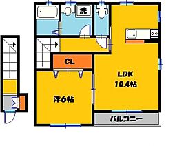 ひえいる館 2階1LDKの間取り