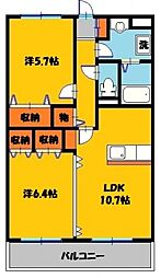 グリーンステージI 3階2LDKの間取り
