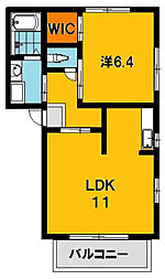 アプリーコC 1LDKの間取図画像
