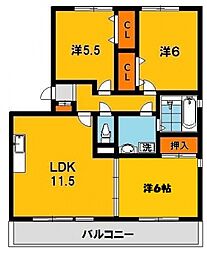 パルティール・ハイツ 3LDKの間取図画像
