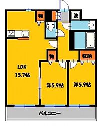 ソレイユ御蔵町 2LDKの間取図画像