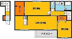 ヴィータ・ヴァロール 2LDKの間取図画像
