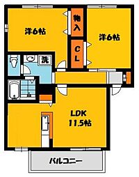 アイベリーA 2LDKの間取図画像
