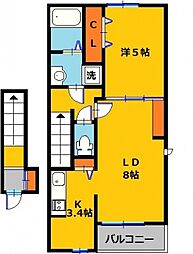 ビオーラ美里 1LDKの間取図画像