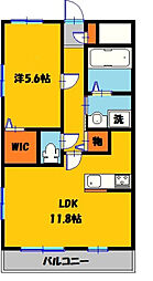 ディアコート陽東 1LDKの間取図画像