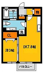 ウェールス 1DKの間取図画像