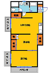 新泉ビル 2LDKの間取図画像