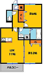 グラネージュ 2LDKの間取図画像
