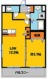 フィオーレ西川田 1LDKの間取図画像