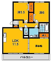 パルティール・ハイツ 3LDKの間取図画像