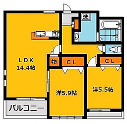 グランベール 2LDKの間取図画像